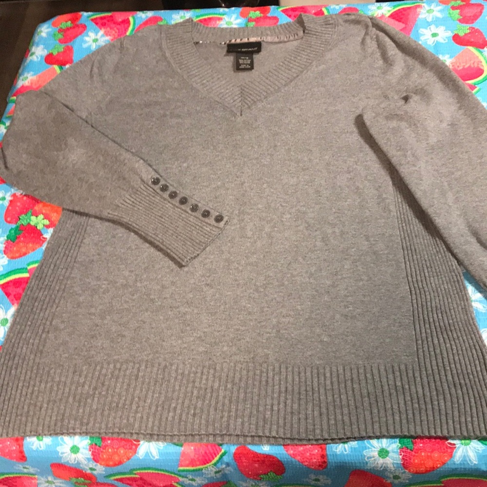 Lane Bryant Sweater Gray V-neck